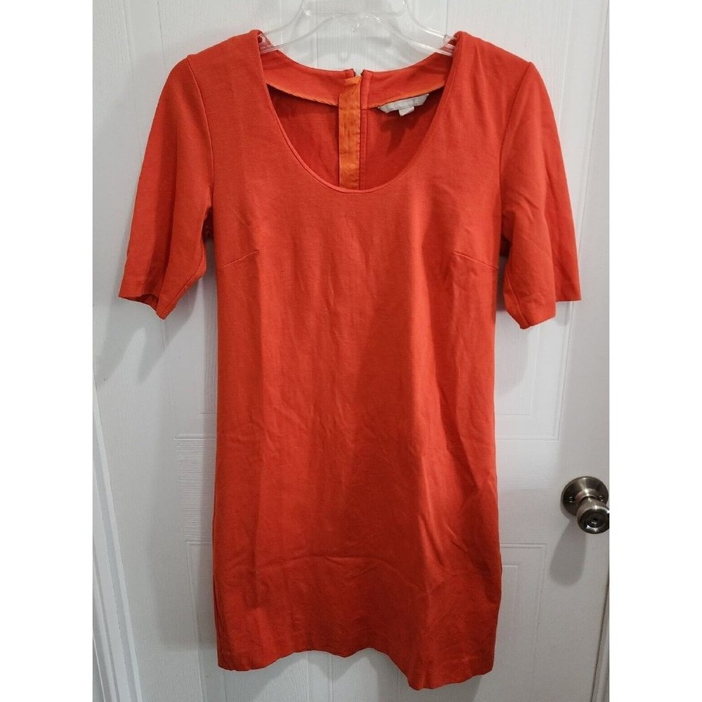Banana Republic Women's Short Sleeve Sheath Dress Orange Stretch Knit Size 6